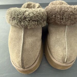 UGG Kids Tan Suede Slippers
